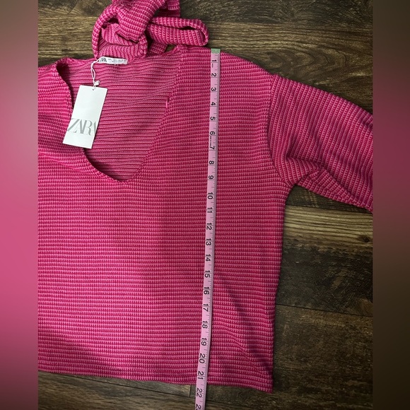 Zara preppy outdoor striped Women's pullover Sweater with scarf Large - Picture 8 of 8